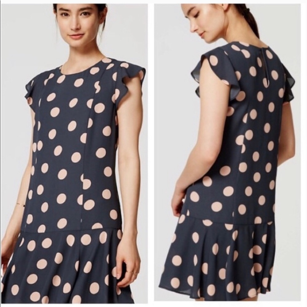 Polka Dot Ruffle Flounce Dress // Loft